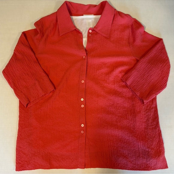 Alfred Dunner coral 3/4 sleeve blouse with white tank top size 2X - Picture 5 of 5